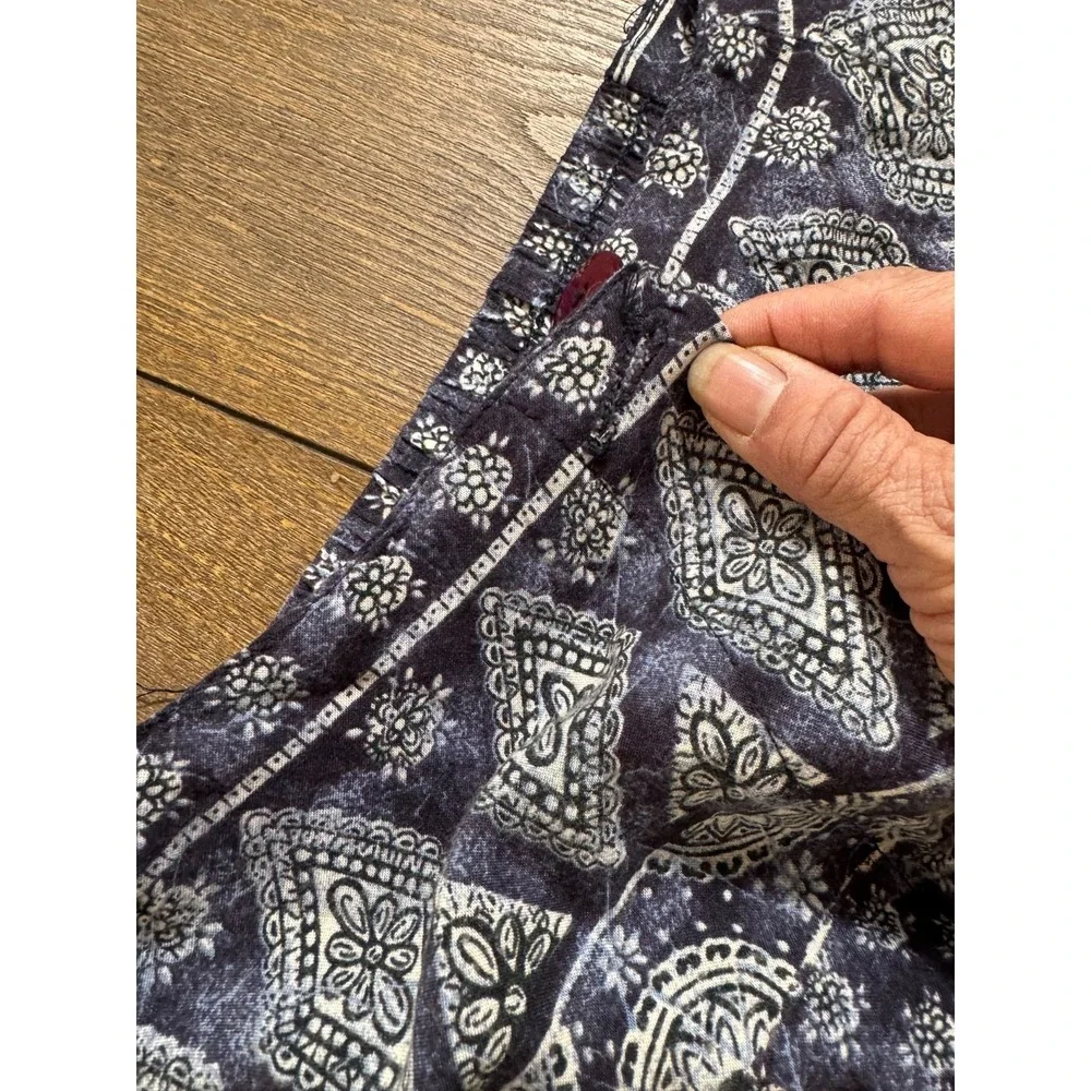 Maggie Lawrence Boho Wrap Long  Skirt Womens M Blue Patchwork Button Closure